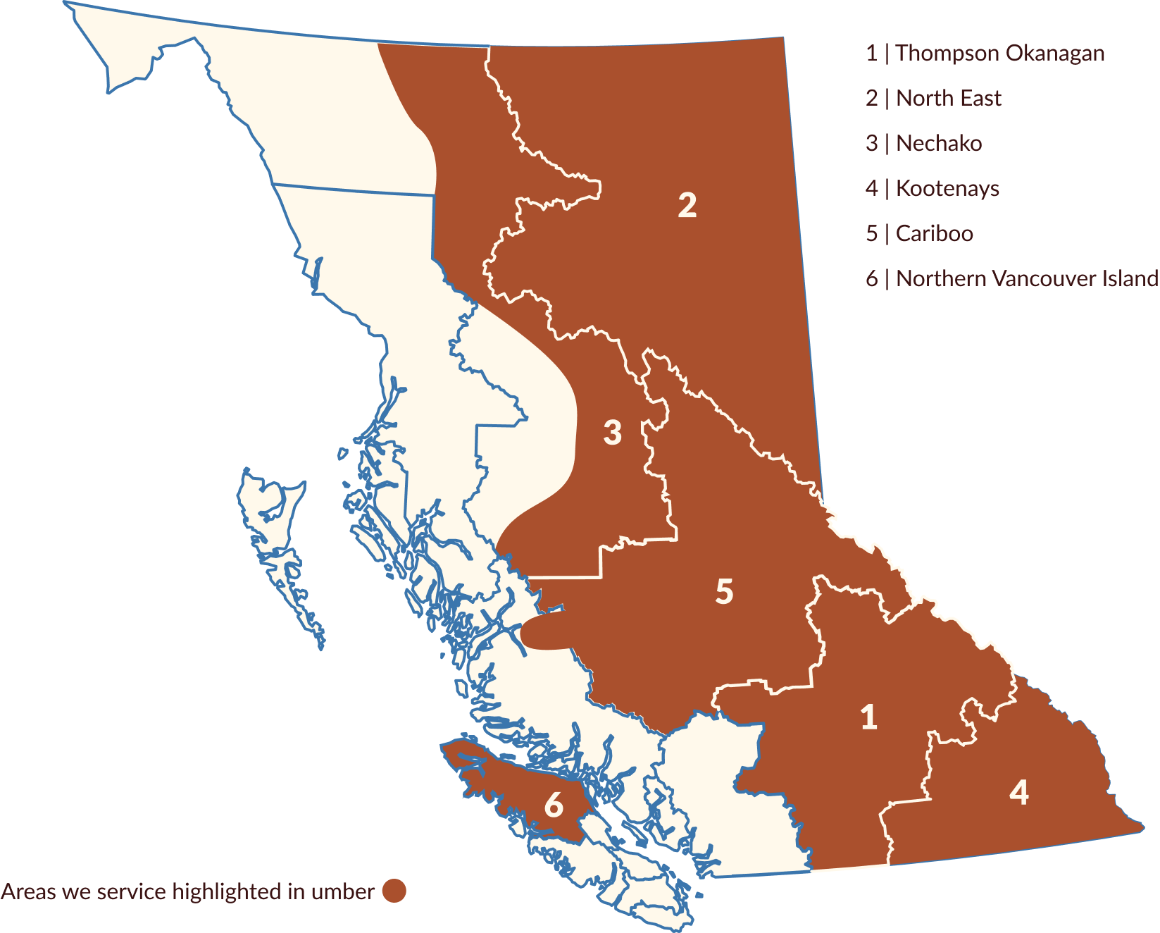 ANTCO service area map of BC